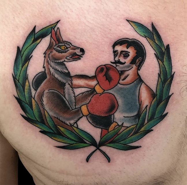 boxing gloves traditional tattoo