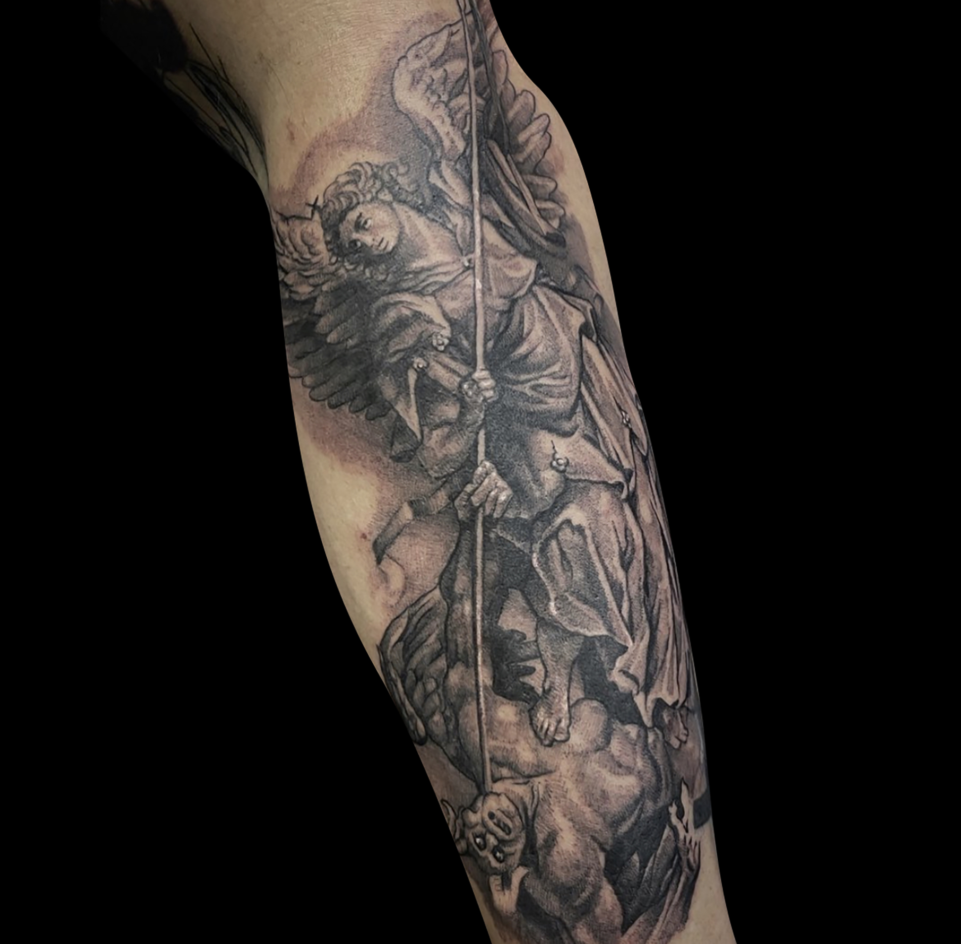 st michael the archangel tattoo sleeve